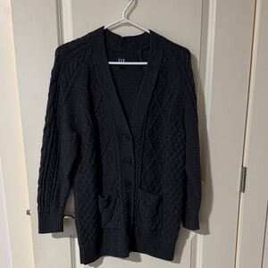 GAP Black Textured Knit Cardigan